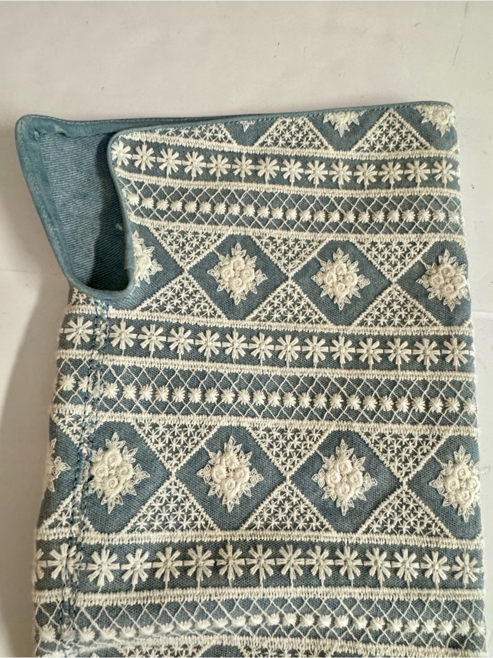 NWB Free People Bren Crochet Tall Leather Slouchy Boots in Icy Blue.Size 10 - Picture 12 of 12